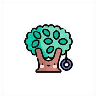 A cute tree with a green leaf on it vector