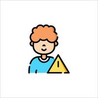 A boy with a red hair holding a caution sign vector