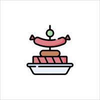 A hamburger on a plate with a slice of cake vector