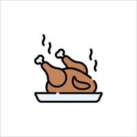 A turkey on a plate icon on a white background vector