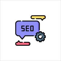 Seo icon with gears and speech bubble vector