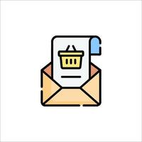 An email with a shopping basket icon vector