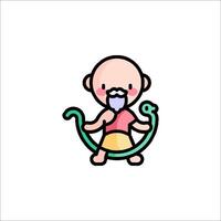 A cartoon character with a snake in his hand vector