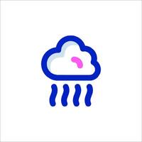 A blue and pink cloud with rain drops vector