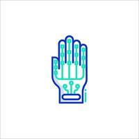 A hand with a circuit board in it vector