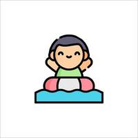 A cartoon character sitting on a raft vector