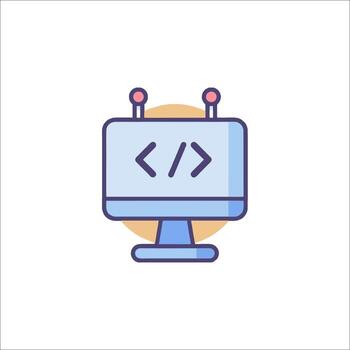 un computadora monitor con código escrito en eso vector