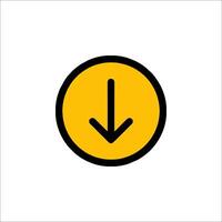 A yellow arrow pointing down in a circle vector