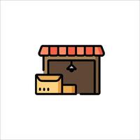 A store front with a red roof and a box vector