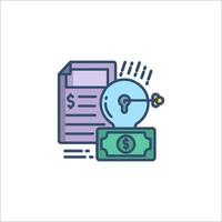 A light bulb and money are on a desk vector