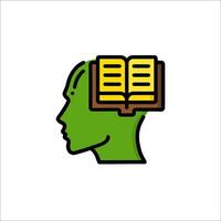 A person's head with a book in it vector