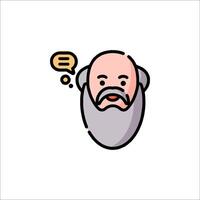 An old man with a beard and a thought bubble vector