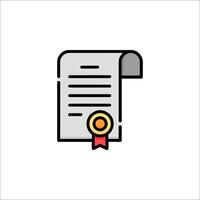 A certificate icon with a red ribbon vector