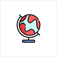 A globe icon with a red and blue color vector