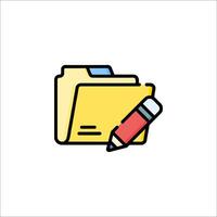 File folder icon with pencil and file vector