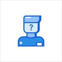 A blue icon of a man with a question mark on his head vector