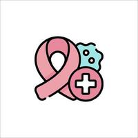 Pink ribbon and cross icon for breast cancer vector