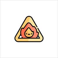 A triangle with a fire in it vector