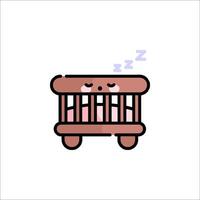 A cartoon bed with a sleeping baby in it vector