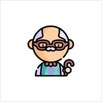 An old man with glasses and a cane vector