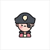 A cartoon pirate character with a hat and eye patch vector