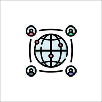 A globe with people around it and a circle around it vector