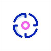 A circular logo with a pink and blue color scheme vector