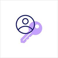A key and a person icon on a white background vector