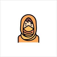 A woman wearing a scarf and a mask vector