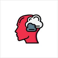 A red head with a cloud in the middle vector
