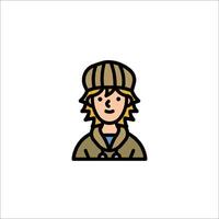 A man in a hat and coat icon vector