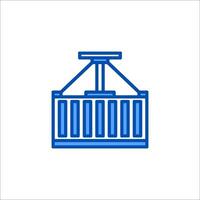 A blue line icon of a container vector