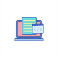 A laptop with a file on it and a code vector