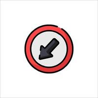A red and black arrow pointing down in a circle vector