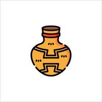 A yellow and orange bottle with a design on it vector