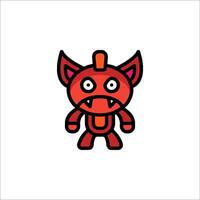 A red demon with horns on its head vector