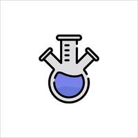 A laboratory flask icon with a blue liquid inside vector