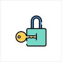 A lock and key icon on a white background vector
