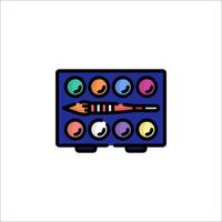 A box with paint brushes and paint in it vector