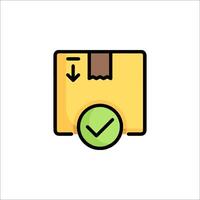 A box with a tick and a green arrow vector
