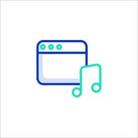 A music note icon with a computer and a music note vector