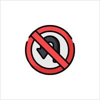 No turn sign icon isolated on white background vector