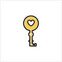A key with a heart inside it on a white background vector