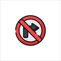 No turn sign icon isolated on white background vector