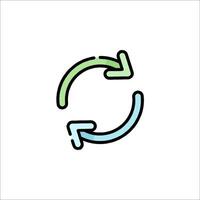A circular arrow pointing to the left and right vector