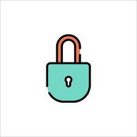 A lock icon with a key in the middle vector