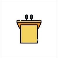 A podium with two microphones on it vector