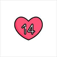 A pink heart with the number 14 in it vector