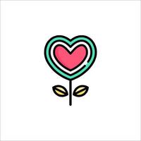 A heart shaped flower with leaves on it vector