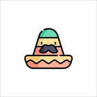 Mexican hat icon with mustache and mustache vector